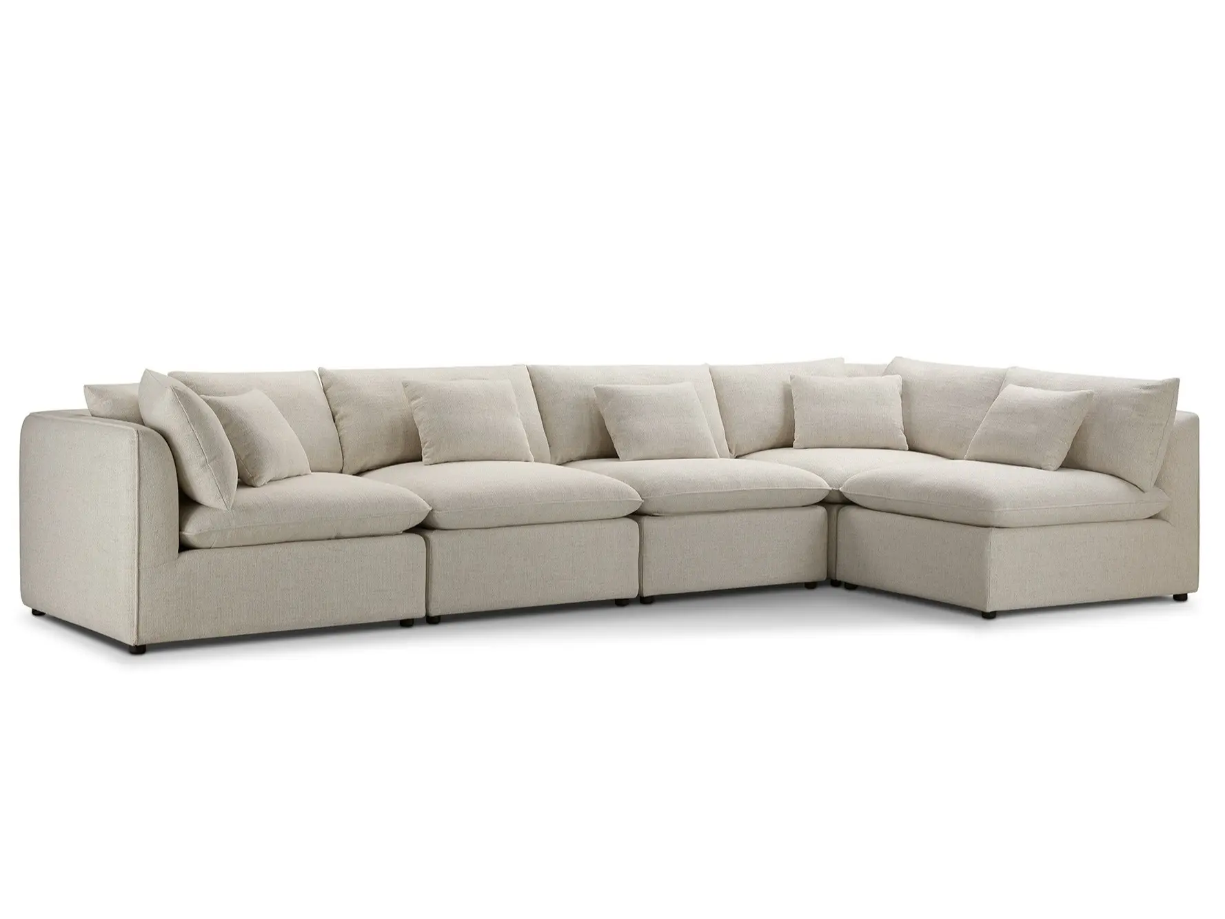 CHERS Cloud Couch, 141" Upholstered Modular Sectional Sofa with Thick Cushion for Living Room, Convertible L/U Shaped Sofa Bed with 5 Deep Seat