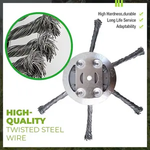 High-Quality Twisted Steel Wire Lawn Mower Head 6 Inch Grass Cutter Rust Removal Wheel Weeding Tool Cordless Adjustable String Trimmer Replacement