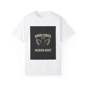 Angel Graphic T-Shirt, Spiritual Tee, Casual Wear, Gift for Him/Her, Hood-Coded Heaven-Built Design, Unisex Apparel Cotton Crewneck