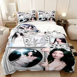 katseye yoonchae classic bed three-piece set, elegant printing including quilt cover double pillowcase, Christmas and New Year gifts intimate, dormitory bed and breakfast soft, film and television fans, animation fans collection gifts.