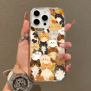 Trendy Magnetic Case for iPhone11/12/13/14/15/16/17/promax, Autumn Kitties Ultra Slim, MagSafe Support, Shockproof | Playful & Fun Style