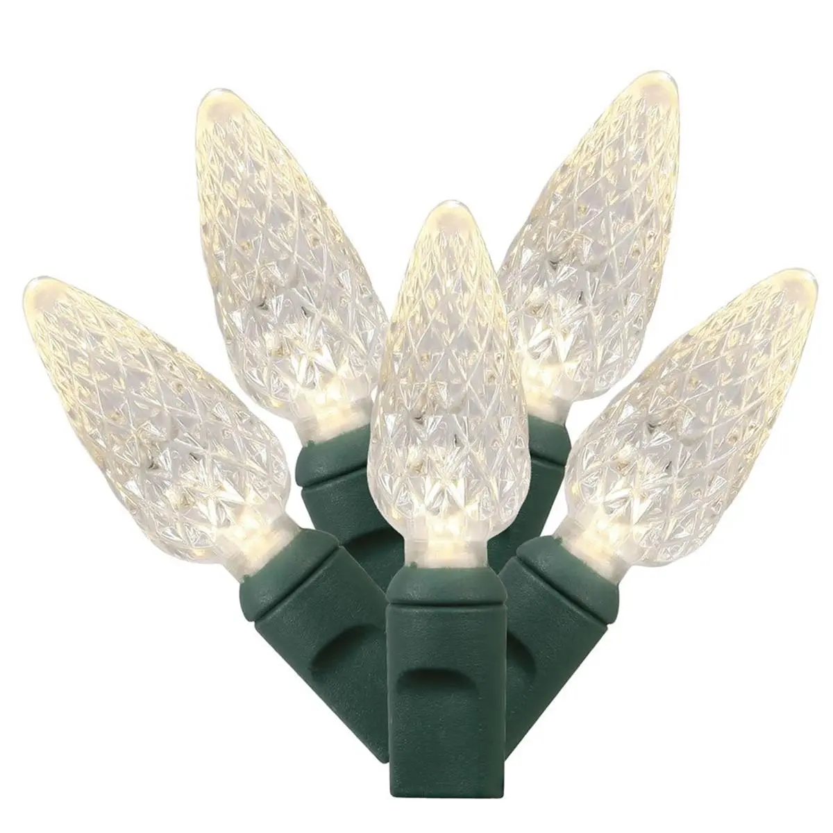 212 MAIN LED Lighted C6 Warm White Christmas Decorations Light Set, 25ft Green Wire, 6in Spacing, End-Connecting Design