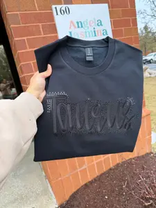 Black Zodiac Embroiderec and Bling Sweatshirt