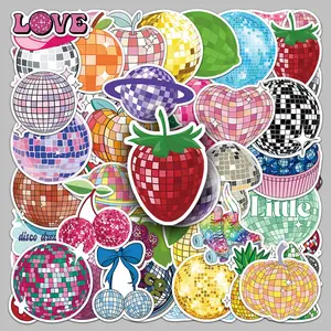 Disco Ball Pattern Sticker, 50pcs/set Creative Cartoon Sticker, DIY Decorative Sticker for Phone Case, Skateboard, Refrigerator, Water Bottle
