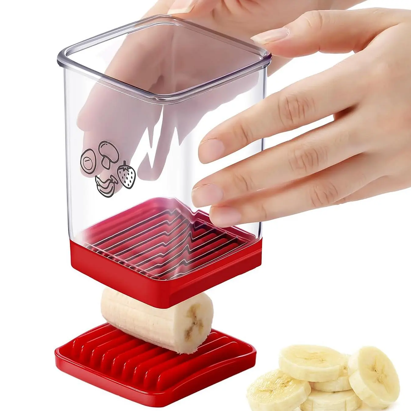 Multifunctional Fruit and Vegetable Slicer, Portable Cup-Style Kitchen Slicer, Food Veggie Cutter and Egg Cutter with Stainless Steel Blade, Strawberry and Vegetable Cutting Tool, Durable Vegetable Slicer