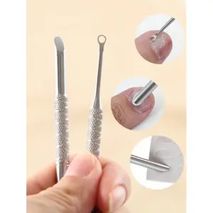 New Nail Double-Ended Use Stainless Steel Circle Beveled Head Cuticle Pusher Remover Manicure Sticks Tool Nail Art Tool,Nail Supplies,Nail Tools,Nail Art Tools,Back To School,Nails,Nail Tools For Press On Nails,Manicure Pedicure Tools,Nail Care