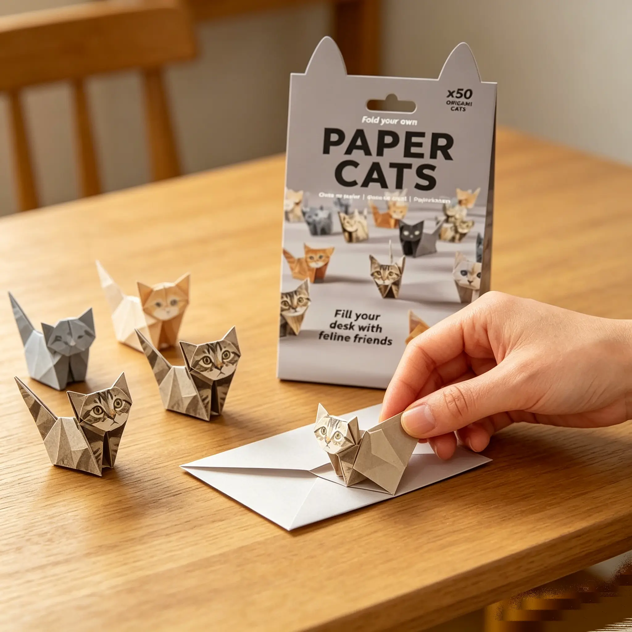 DIY Origami Paper Cats & Dogs - 50 Sheets All Seasons Foldable Craft Paper, Unisex Fun Craft Activity for Party, Folding Cute Figures, Desk Decoration & Gift for Cat Lovers