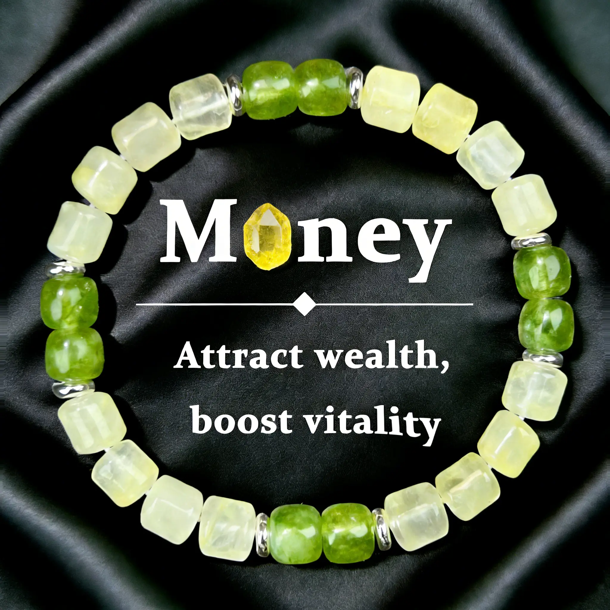 Brazil Football Team Fans Bracelet, Football Game Bracelet, Citrien & Green Crystal Wealth Luck Beaded Bracelet,  Softball/Baseball/Basketball/Soccer/Volleyball/Tennis/Football Stretch Sports Fans Jewelry