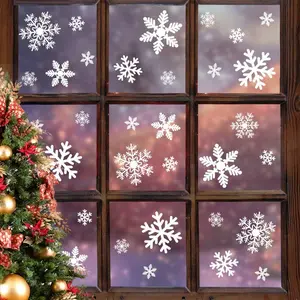 Christmas Snowflake Window Stickers Reusable Static Cling Decals for Home Office Party Decor Elegant Winter Holiday Glass Decorations Easy Apply Remove