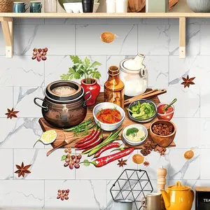 Waterproof Removable Kitchen Wall Stickers, Oil-Proof Decor for Kitchen & Dining Room, Home Decoration Accessories