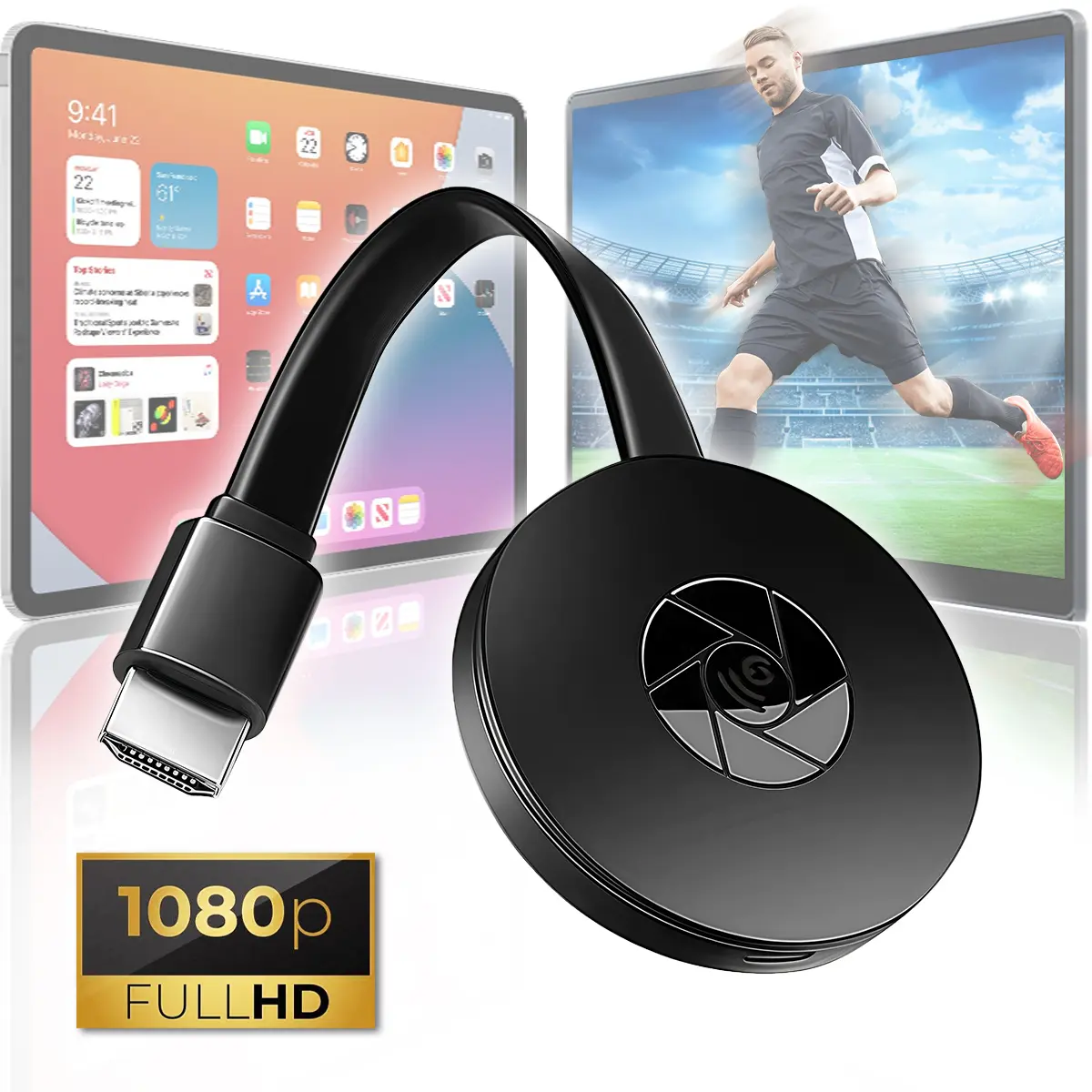 Portable 1080P HDMI Mirroring Receiver, 2.4G WiFi Wireless Display Adapter, Screen Mirroring Adapter, Work with Miracast AirPlay DLNA for Home Office Use