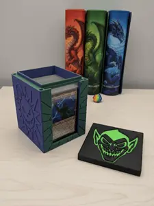 MTG EDH Deck Box | Goblin Theme Deck Box  Commander Showcase Display Slot with Toploader | Magnetic Top Fantasy Gaming Cards Organizer