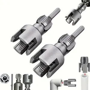 2-piece heavy-duty internal and external threaded socket wrench set, suitable for 1/ 2inch ,3/ 4inch ,PVC/plastic pipes--specialized threaded socket tool for electric drills, suitable for home pipe repairs, DIY projects (PVC/plastic pipes only)