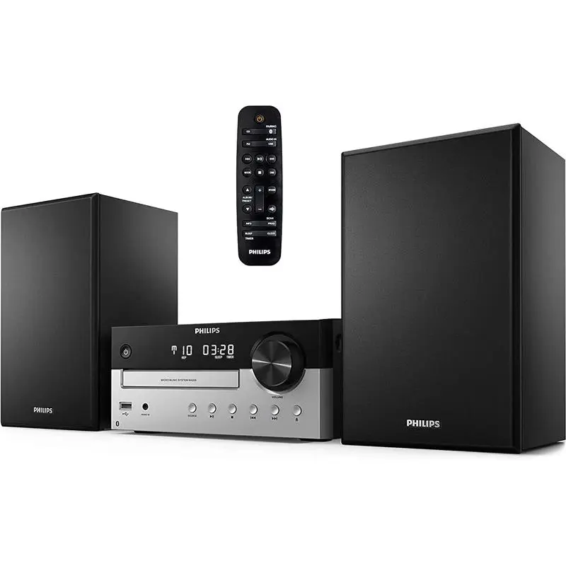 PHILIPS | Bluetooth Stereo System for Home with CD Player, MP3, USB, Audio in, FM Radio, Bass Reflex Speaker, 60W, Remote Control Included