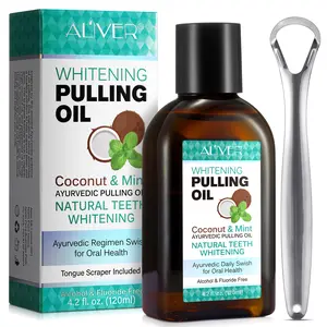 ALIVER Coconut Mint Mouthwash Oral Rinse Liquid (120ml), Oral Care Mint, Long-lasting fresh breath, The refreshing mint scent blended with a coconut aroma masks unpleasant odors and reduces the root causes of bad breath
