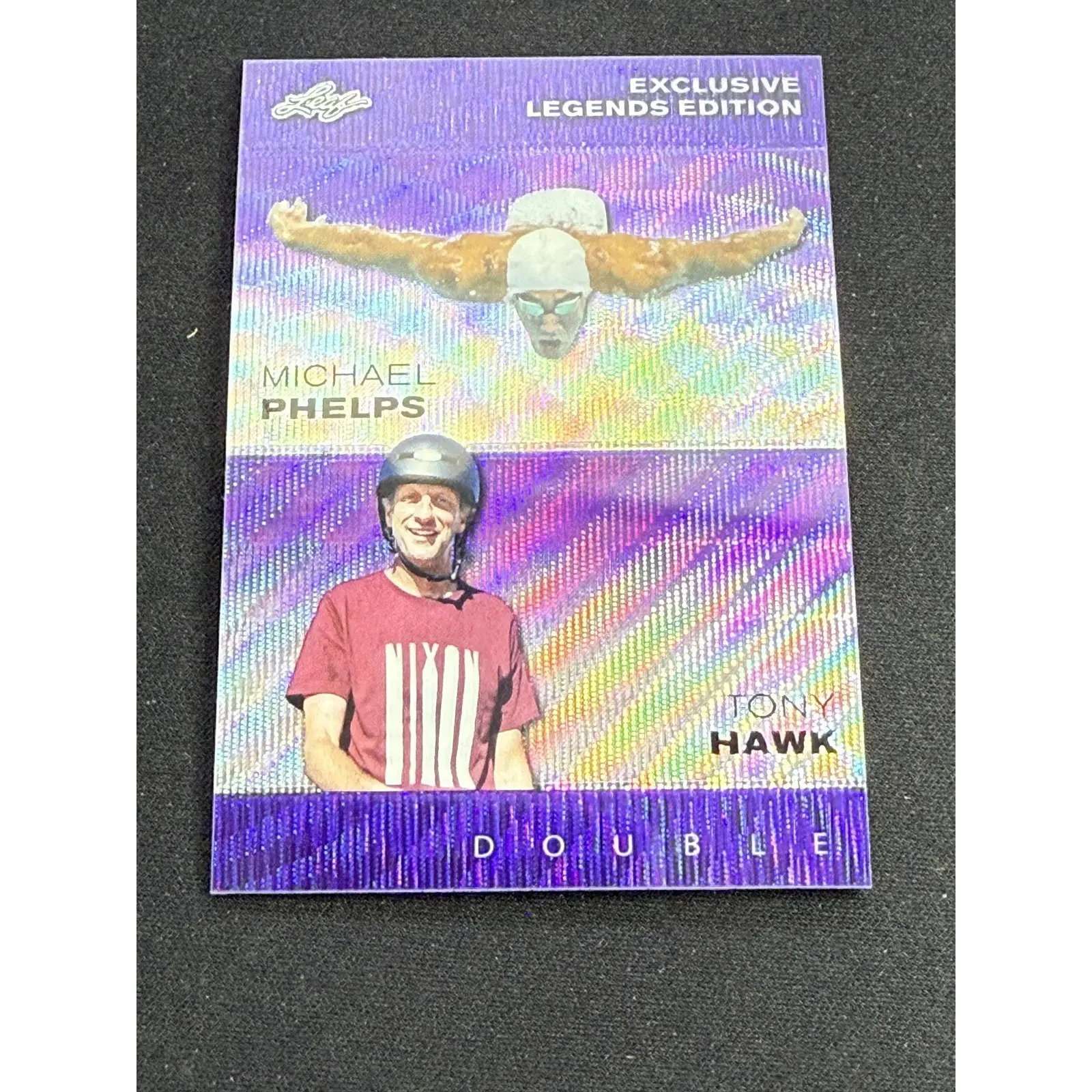 Michael Phelps / Tony Hawk 2024 Leaf Metal Dual Purple /15 RC