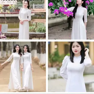 Vietnamese Ao Dai With Pants For Women ( Áo 4 tà) Vietnamese Size / Áo Dài Học Sinh Áo Dài Trắng / Áo Dài Cách Tân Truyền Thống Việt Nam/ Girl Ao Dai / Luna Ao Dai