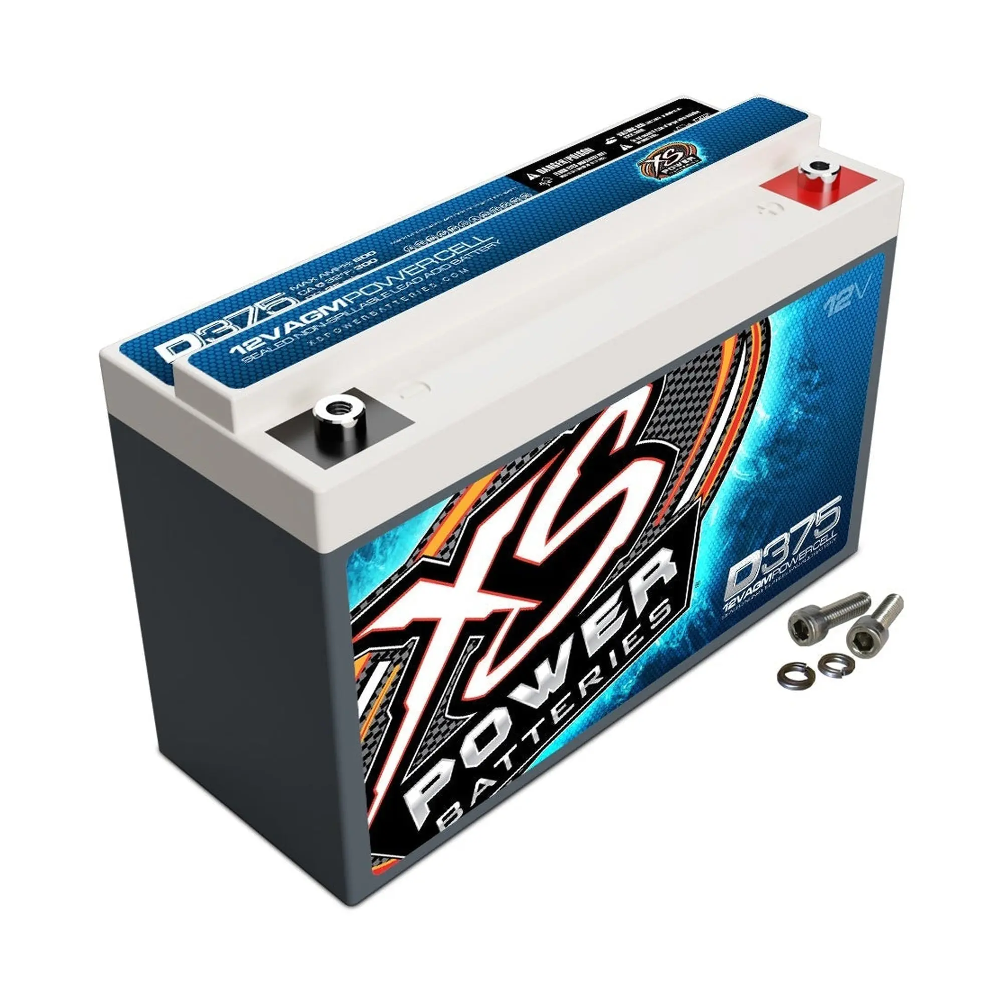 XS Power D375 12V AGM Car Audio Battery - 12v Voltage Battery for Cars
