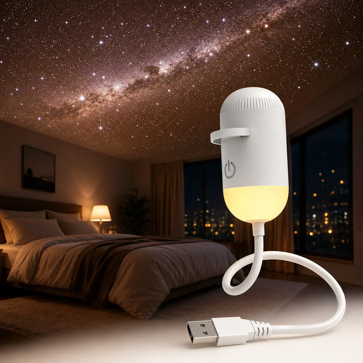 Galaxy Projector 2-in-1 Starry Sky Projector & Night Light USB Galaxy Projector Night Light for Bedroom Hallway Ceiling Decor (1 Light+2 Pcs)Feel Lamp