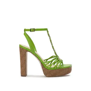 Colero High Heel Sandal in Lizard Green - Elegant Women's Footwear for Summer, Comfortable Design, Ideal for Walking