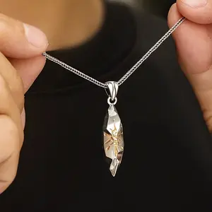 Wishing Stone Necklace Trendy Men's Personality Unisex Style Retro Gold Meteorite Color Block Pendant for Men