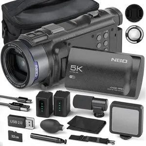 True 5K Video Camera Camcorder 48MP - WiFi, 16X Digital Zoom Autofocus, with 3" 270° IPS Screen, 32GB Card, 2 Batteries & Mic, Vlogging Camera for YouTube Travel Recorder