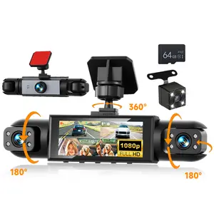 【Roinvou】360 Degree View 4 Channel Dashcam, 1 Count Dash Camera for Car, Wide Angle Car Driving Recorder with 8 IR Night-Vision, 3.16 Inch IPS Screen 1080P HD Camera with Dual Lens