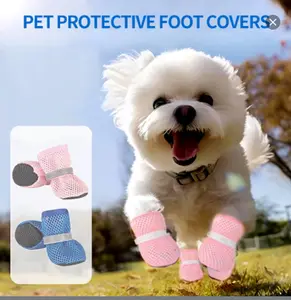 Paws Pet Protective Foot Covers Non-Slip Wear-Resistant Soft-Soled Dog Shoes for Puppies Breathable Mesh Easy Shake-Off Costumes Outfits Product Code5016 Clothes Clothing