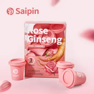 SAIPIN Rose & American Ginseng Tea – 10 Capsules | Freeze-Dried Herbal Blend, Sugar-Free, Caffeine-Free | Daily Glow & Mood Balance Drink