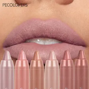 6pcs/set Nude Velvet Matte Lipstick Long Lasting Waterproof Rendering Non-stick Cup Makeup Lip Glaze Lips Liner Pencil Woman Cosmetics