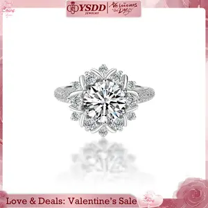 【#216 Sunflower】2Carat D/E Color Synthetic Moissanite Rings in 925 Sterling Silver