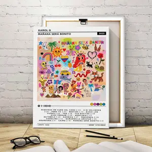1Count Wooden Frame Canvas, Colorful Cartoon Doodle Art, Exquisite Poster, Fashion Living Room Decoration, Modern Art, Bedroom Poster, High Definition Home Poster, Affordable Poster, Ideal Gift, Waterproof, Printing, Art