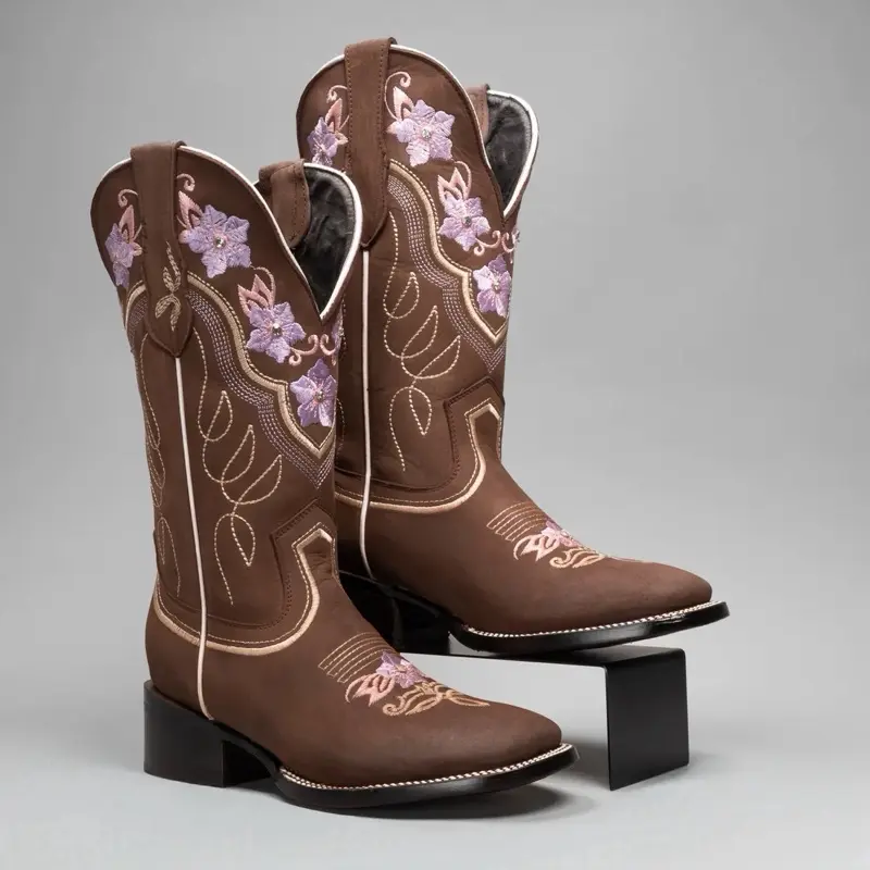Jasmine Boots Lilac 100% Leather Made in Mexico Wide Calf Women Boots