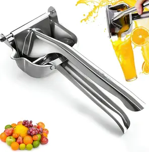 True stainless steel lemon juicer, manual heavy-pressure powerful juicer. Fruit press for making orange juice, lemon juice, grapefruit juice. Orange, lemon, grapefruit juice separator.