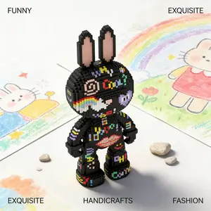 1651pcs Painted Rabbit Series Building Blocks Toy, Creative Assembly Puzzle, Handmade DIY Decorative Craft, Home Living Room Decoration, Building Block Model