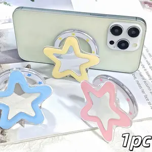 1-Piece Pack - Creative Five-Pointed Star Mirror Phone Airbag Holder - Magnetic Extendable Holder - Everyday Desk Phone Support - Simple Portable Makeup Mirror - Magnetic Phone Grip, Phone Accessory, Mobile Phone Holder