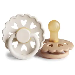 Andersen Fairytale Natural Rubber Baby Pacifier| Made in Denmark| BPA-Free (Cream/Silky Satin, 0-6 Months)