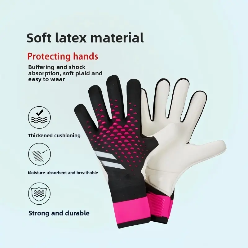 Professional Grade Soccer Goalie Gloves, Adult Size, Latex Material, Non-Slip Design for Football Goalkeeper Training, White, Anti-Skid Football Goalkeeping Gloves