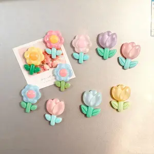 Cute Translucent Flower Fridge Magnets Set, 4-9 Pieces Resin Material, Perfect for Kitchen & Office Use, Ideal Mother's Day Gift
