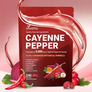 Cayenne Pepper Softgels Supplement with Vitamin E D3 K2 Grape Seed Hawthorn Beetroot Berberine for Leg Vein Heart Blood Vessel Health 240 Capsules