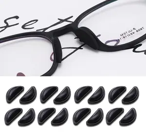 Black Soft Stick On Comfortable Eyeglasses Nose Pads - 16 Pcs Air Chamber Silicone Anti-Slip Cushions for Glasses Sunglasses Parts Adhesive - Flexible & Lightweight