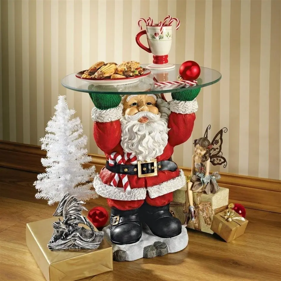 1 8.3-inch high Santa Claus transformation Hercules storage ornaments, lovely and creative Santa Claus tray sculpture, Christmas home living room coffee table decoration ornaments, Christmas gifts for friends and family, resin crafts