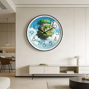 Sky City Theme Wall Clock, Cartoon Anime Decorative Clock, Living Room Study Silent Clock, Cross-Border Sourcing