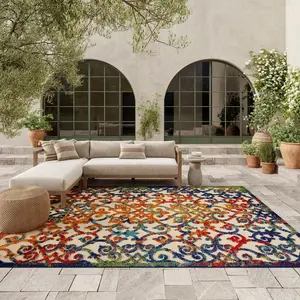 Nourison Aloha Contemporary Scroll Outdoor Rug