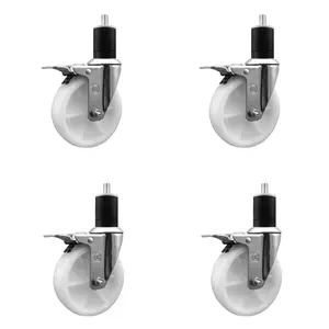 Service Caster SCC-EXTTL20S514-NYS-134-4 Lockable Nylon Swivel Expanding Stem Caster - Set of 4, 5 in. White Wheels, 1.75 in. Stems, and Knobs