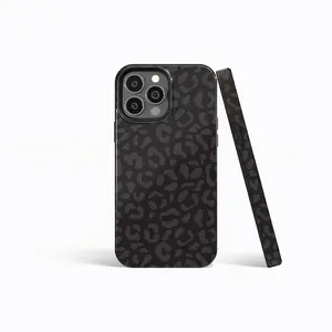 MATTE BLACK LEOPARD Print Protective Phone Case  iPhone