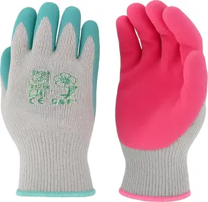 G & F Women Gardening Gloves, 12 Pairs - Breathable Rubber Coated Work Gloves with Non-Slip Grip for Yard & Garden, Durable, Rose Pink & Jade Green