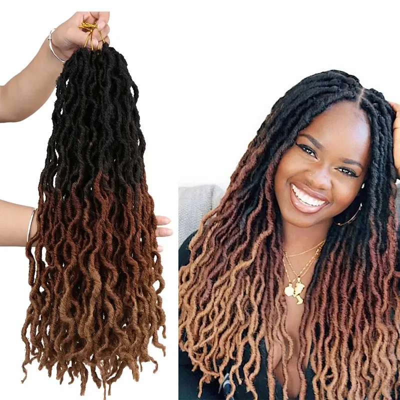 New Goddess Faux Locs Crochet Hair Soft Curly Dreadlocks Hair Extensions Synthetic Braiding Hair  Crochet Locs Wholesale Braids