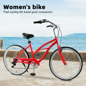Urban Lady Girl's Bicycle Women's Beach Cruiser Bike 26 Inches 7 Speed Blue Pink