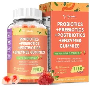 Sugar Free 5-in-1 Probiotic Prebiotic Postbiotic Gummy, 36 Strains Probiotics for Women Men with Digestive Enzymes, Peppermint, Complete Immune, Gut & Digestive Support, Vegan, 60 Counts